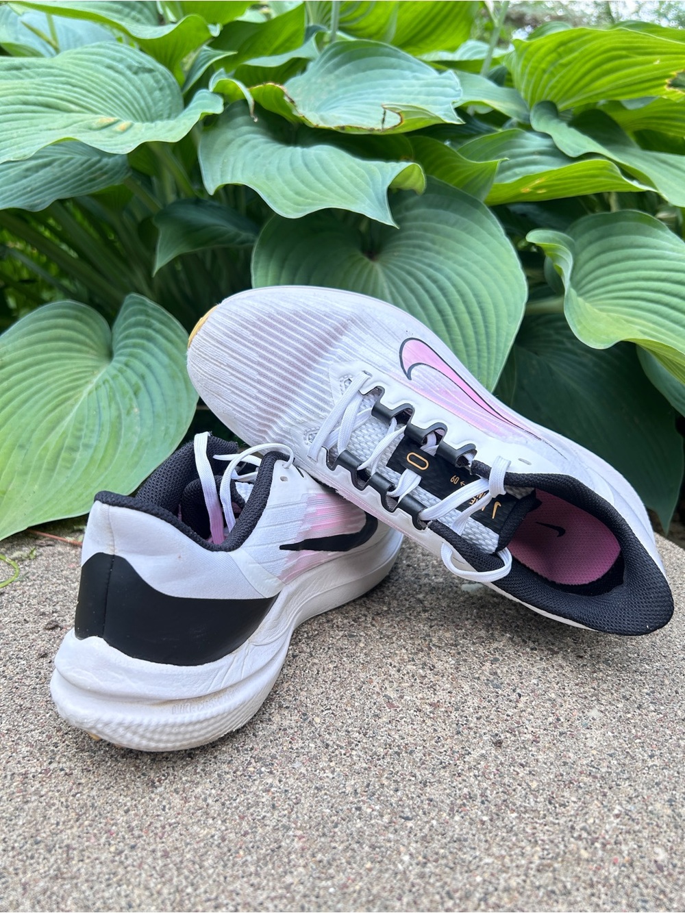Nike Women’s White and Pink Running Shoes with Black Accents - Picture 5 of 6
